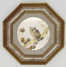 Lin-Art Ltd Ancient Japanese Art of Chokin - Owl - Octagon Frame picture