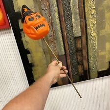 Vintage Halloween Blow Mold Rattle Noise Maker Jack O Lantern Witch On a Stick picture