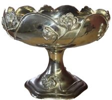Vintage Silver Design pedestal bowl Lily decor Art Nouveau bowl footed  picture