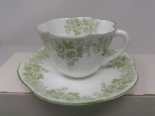 Vintage Shelley Bone China Green Floral Cup and Saucer Set picture
