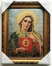 Catholic Our Lady Of Vintage Mary Heart Religious Wall Textile Cloth Statue 11