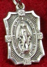 Chaplain's Vintage Sterling WWII Dog tag Worn Catholic Miraculous Medal Pendant picture