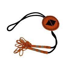 Vintage Large Tribal Sun Native American Orange Black Glass Seed Beads Bolo Tie picture