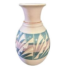 Vintage Mexican Handmade Etched Clay Ceramic Pottery Vase Artist Signed Acevioza picture