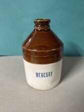 Antique Medical Mercury 6” Two Tone Crock Jug Bottle Poison Brown White Glaze picture