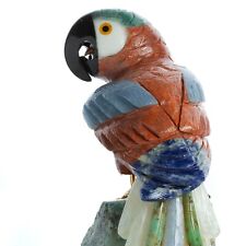 Handmade Macaw Parrot Bird Carving Sculpture Figurine - Stone Chrysocolla picture