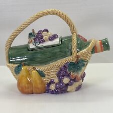 Vintage 96 Omnibus Fitz & Floyd Wine Bottle Grape Teapot Novelty Decorative Read picture