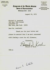 “New York Congressman” Ed Koch Hand Signed TLS Dated 1971 picture
