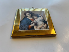 Madonna of the Grapes w/ Baby Jesus - Gold Toned Framed Art Boys' Towns of Italy picture