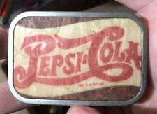 Pepsi Cola Red / Navy on Wood Belt Buckle picture