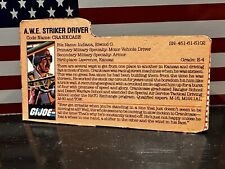1984 GI Joe CRANKCASE File Card Only Near Mint ARAH A.W.E. Striker Driver picture