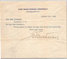 George Eastman Signed Kodak Rochester, NY Typed Letterhead 1922 picture