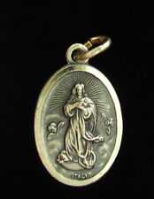 Vintage Virgin Mary Medal Religious Holy Catholic Sacred Heart of Jesus picture