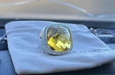David Yurman 925 Silver 20mm Lemon Citrine ALBION Ring With DIAMONDS Size 7 picture