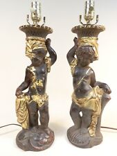 Pr Lg Cherub Blackamoor Lamps Gold Gilded (new wiring & sockets) French Style  picture