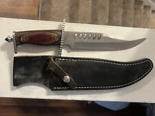 VINTAGE FROST CUTLERY CROCODILE BOWIE I FIXED BLACK BLADE KNIFE WITH SHEATH picture