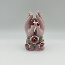 Vintage Ceramic Pink Hands With Roses Figurine picture