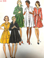 Vintage 1970s Pattern SWING Shirt DRESS WIDE COLLAR BELT Butterick 3480 Sz16 B38 picture