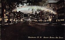 Manchester NH New Hampshire Main Elm Street Night Downtown 1910s Vtg Postcard U3 picture