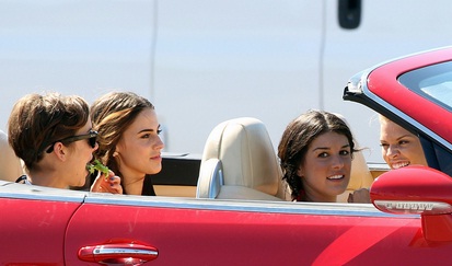 The girls of Beverly Hills 90210 out in a Bentley Convertible