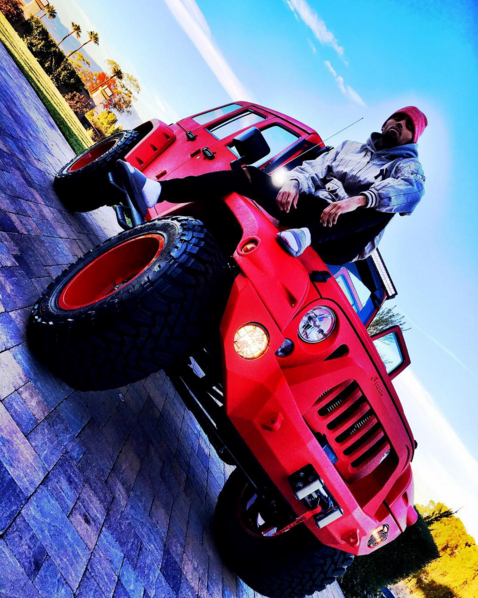Chris Brown Red Jeep Wrangler