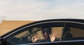 Drama in his Mercedes CL