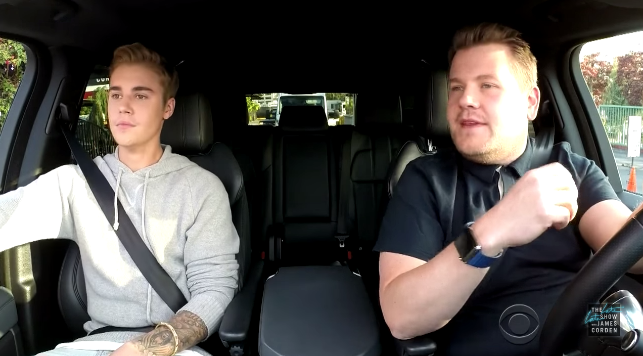 Justin Bieber Carpool Karaoke in James Corden's Range Rover