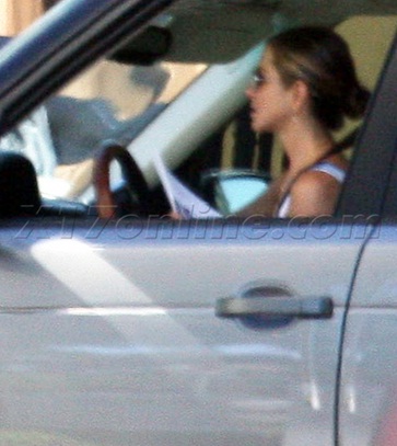 Jennifer Aniston Cruises Her Range Rover on Set