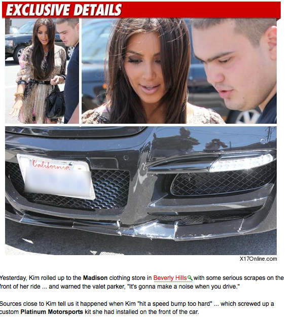 Kim Kardashian Bangs Up Her Bumper on a Speed Bump