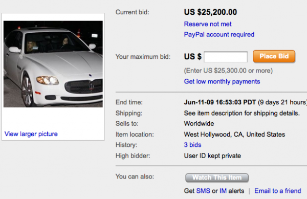 Lindsay Lohan’s Maserati on eBay