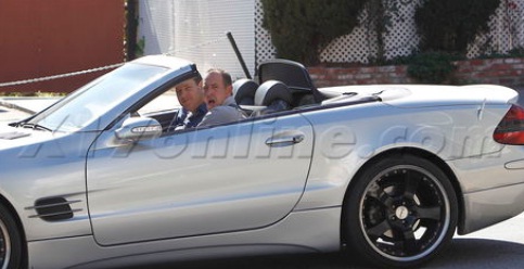 Michael Lohan looks shocked in his Mercedes SL500. 