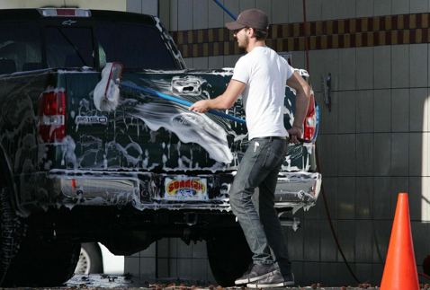 Shia Labeouf washing his truck