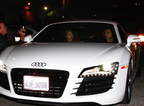 Taylor Lautner and Taylor Swift in Audi R8